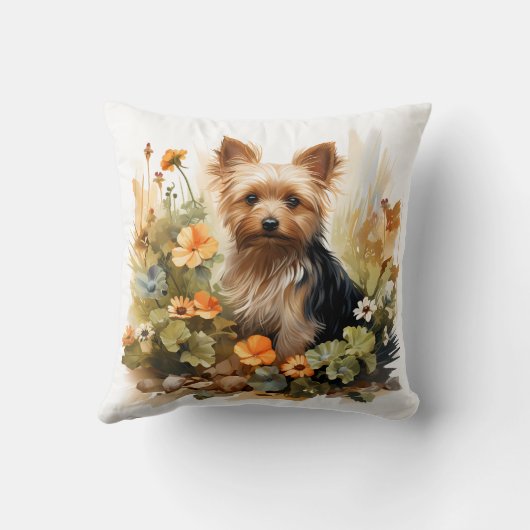 マイヨークシャーテリアードッグフローラポートレート クッション (裏面)