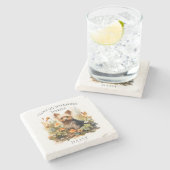 マイヨークシャーテリアードッグフローラポートレート ストーンコースター (横)