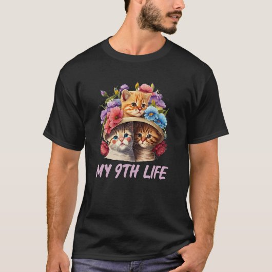 マイライフキャット誕生日キットンデイパパジョークF Tシャツ (正面)