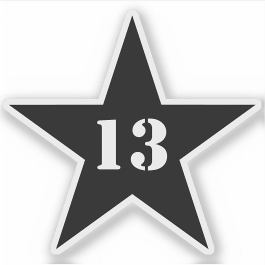 マイラッキーナンバースター – 13番(黒) シール (正面)