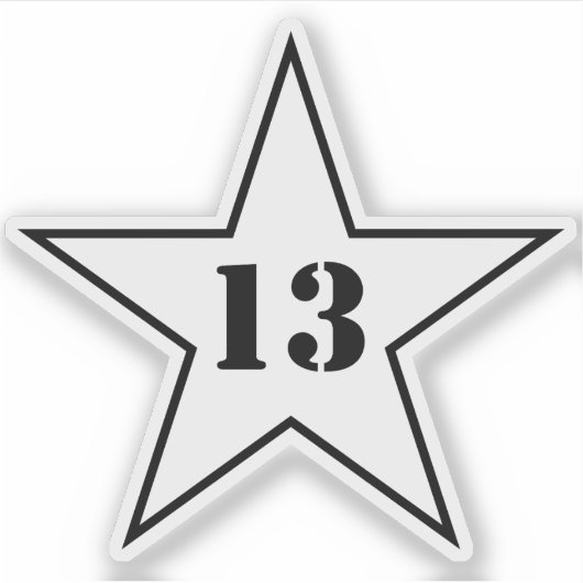 マイラッキーナンバースター – Number 13 - v2 （白） シール (正面)