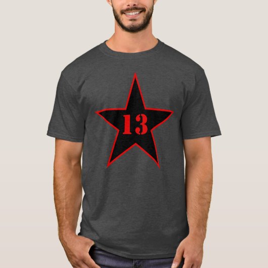 マイラッキーナンバースター – Number 13 - v2 (黒) Tシャツ (正面)