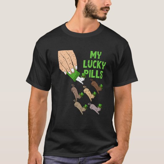 マイラッキーピルズキャットSt patricks dayアイリッシュキットンキ Tシャツ (正面)