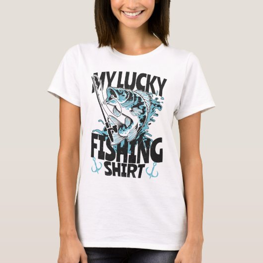 マイラッキー魚釣りシャツおもしろい魚釣り Tシャツ (正面)
