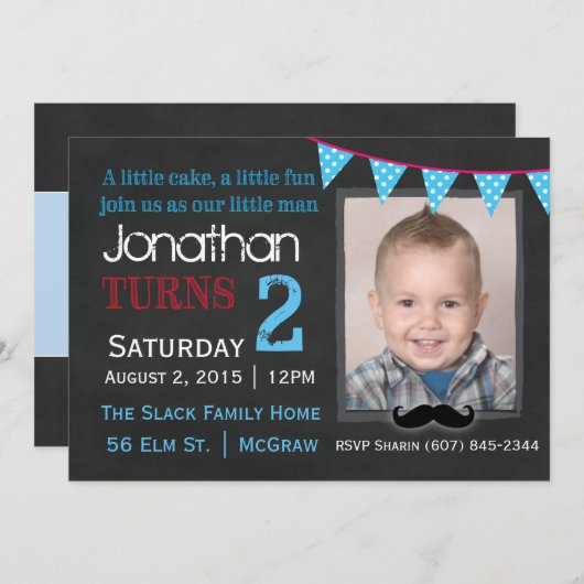 マイリトルマン誕生日招待状 招待状 (正面/裏面)