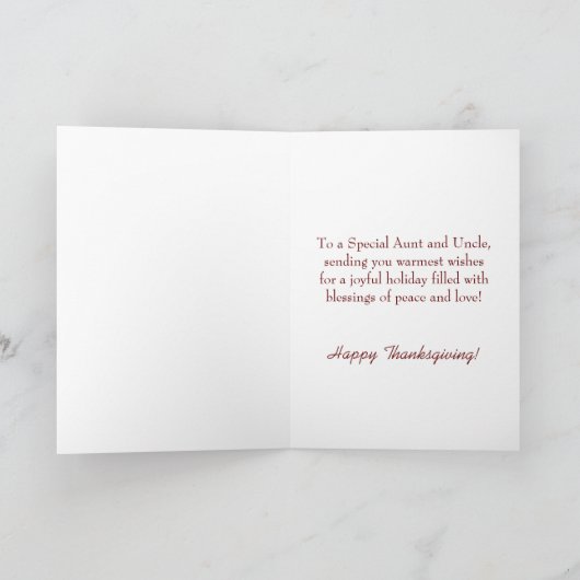 マイルが梳くThanksgiving Across叔母さんおよび叔父さん シーズンカード (内部)