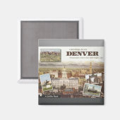 マイルの高い都市からデンバーのポストカード、ヴィンテージ マグネット (正面/裏面)
