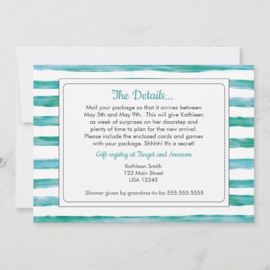 マイルを横切るベビーシャワー 招待状 (裏面)