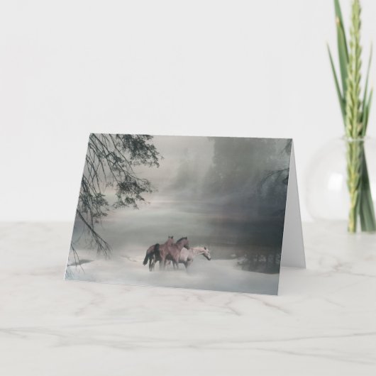 マイルウマ科のの向こう側から来た馬のクリスマスカード シーズンカード (正面)