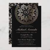 マイルエレガントストーン誕生日招待状ゴールドフォイル 招待状 (正面/裏面)