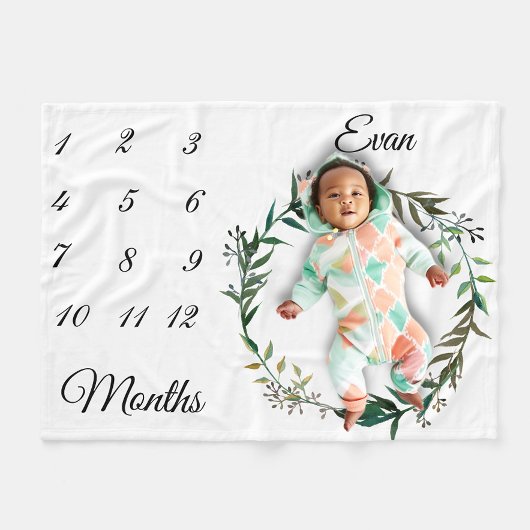 マイルスシンプルトの水の色の葉のリース記念 フリースブランケット