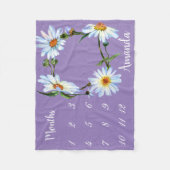 マイルストンデイジー水彩紫色の写真記念 フリースブランケット (正面)