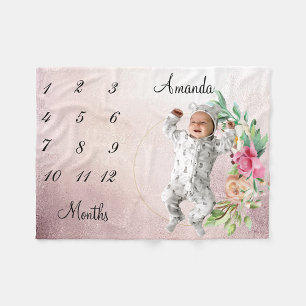 マイルストンヴィンテージバラ金ゴールドフェードベビー適用領域 フリースブランケット