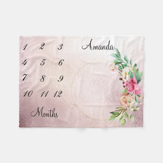 マイルストンヴィンテージバラ金ゴールドフェードベビー適用領域 フリースブランケット (正面(横))