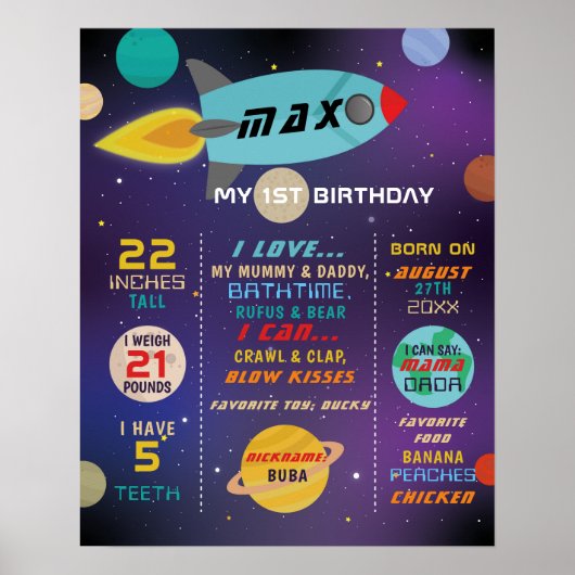 マイルストン宇宙銀河系ポスターボーイズ第1ロケット ポスター (正面)