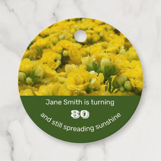 マイルストン誕生日ブライトイエローフローラ80th フェイバータグ (正面)