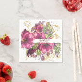 マイルストン誕生日ブルゴーニュフローラシエレガントック スタンダードカクテルナプキン (インサイチュ)