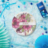 マイルストン誕生日ブルゴーニュフローラシエレガントック ペーパープレート (パーティー)