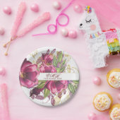 マイルストン誕生日ブルゴーニュフローラシエレガントック ペーパープレート (パーティー)