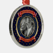 マイルストン誕生日金ゴールド写真90th90ブルーレッド メタルオーナメント (右)