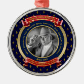 マイルストン誕生日金ゴールド写真90th90ブルーレッド メタルオーナメント (正面)