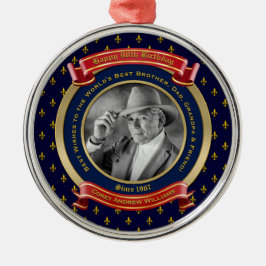 マイルストン誕生日金ゴールド写真90th90ブルーレッド メタルオーナメント