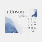 マイルストーパーソナライズされたンブランケット男の赤ちゃん毛布 フリースブランケット (正面(横))