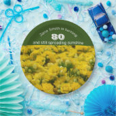 マイルストーンお祝いイエローフローラ80誕生日 ペーパープレート (パーティー)