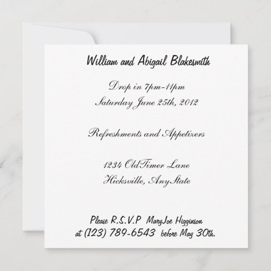 マイルストーンのヴィンテージ・アニバーサリー・パーティー招待状 招待状 (裏面)