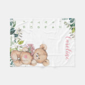 マイルストーンの成長トラッカー水の色teddy bear フリースブランケット (正面(横))