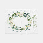 マイルストーンの水の色のトラッカー、白い開花 フリースブランケット (正面(横))