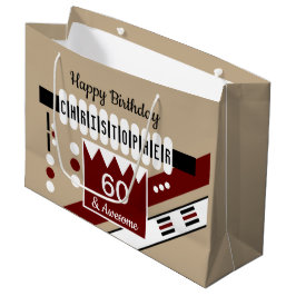 マイルストーンの特別な誕生日の名前バーガンディーブラック ラージペーパーバッグ