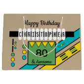 マイルストーンの特別な誕生日の名前（緑） ラージペーパーバッグ (正面)