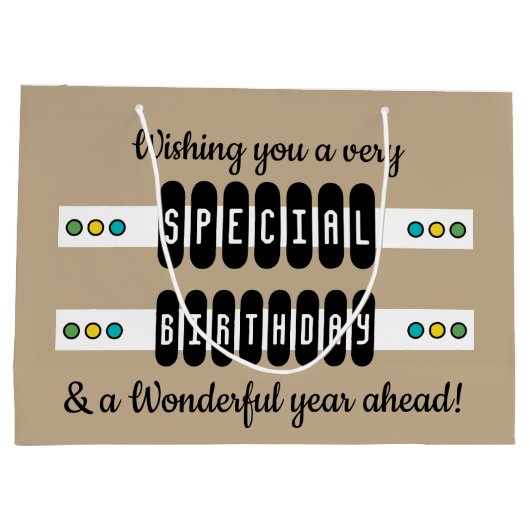 マイルストーンの特別な誕生日の名前（緑） ラージペーパーバッグ (裏面)