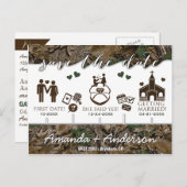 マイルストーンの迷彩柄素朴タイムライン日付カードの保存 案内ポストカード (正面/裏面)