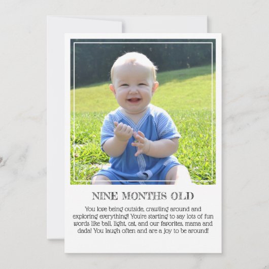 マイルストーンキープサプライカード: 9ヶ月 案内状 (正面)