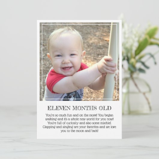 マイルストーンキープサムカード: 11ヶ月の古いアナウンス 案内状 (スタンド正面)