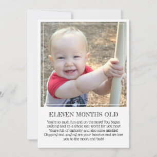 マイルストーンキープサムカード: 11ヶ月の古いアナウンス 案内状