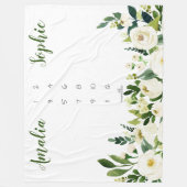 マイルストーンツインベビーガールウォーター色の花 フリースブランケット (正面)