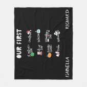 マイルストーンツツインズマイファーストホリデーモダンブラックベビー フリースブランケット (正面)