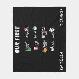 マイルストーンツツインズマイファーストホリデーモダンブラックベビー フリースブランケット