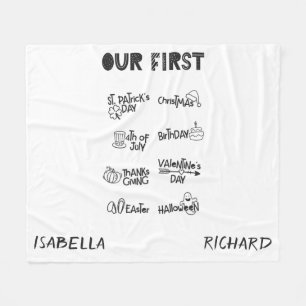 マイルストーンツツインズ私の最初のホリデーモダンかわいいベビー フリースブランケット