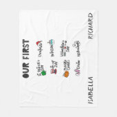 マイルストーンツツインズ私の最初のホリデーモダンかわいいベビー フリースブランケット (正面)