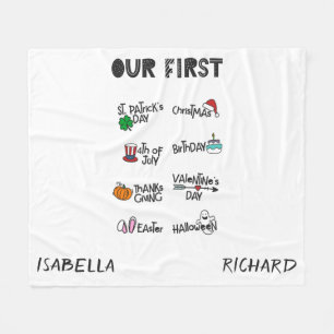 マイルストーンツツインズ私の最初のホリデーモダンかわいいベビー フリースブランケット