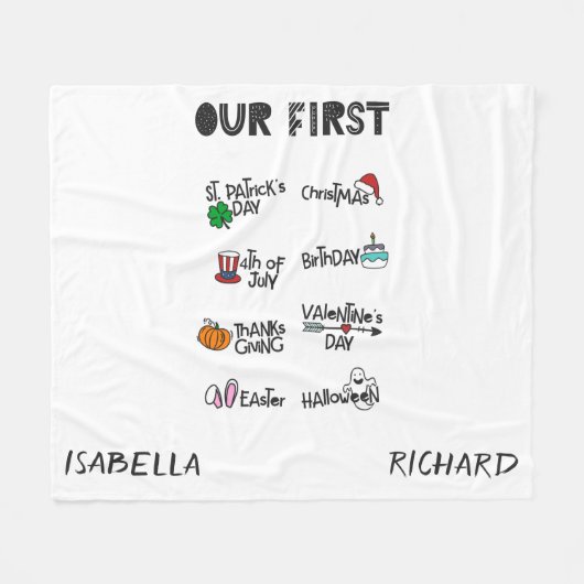 マイルストーンツツインズ私の最初のホリデーモダンかわいいベビー フリースブランケット (正面(横))