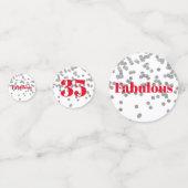 マイルストーンテーブル紙吹雪 – シルバーとレッドファブラス コンフェッティ (正面)