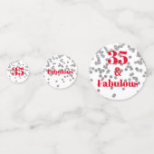 マイルストーンテーブル紙吹雪 – シルバーとレッドファブラス コンフェッティ (裏面)