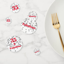 マイルストーンテーブル紙吹雪 – シルバーとレッドファブラス コンフェッティ