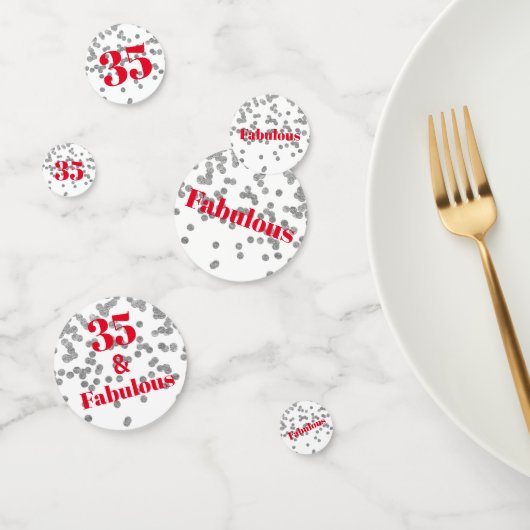 マイルストーンテーブル紙吹雪 – シルバーとレッドファブラス コンフェッティ (グループ)