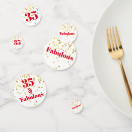 マイルストーンテーブル紙吹雪-金ゴールドとRed Fabulous コンフェッティ